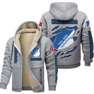 TSG Hoffenheim Dicke Fleecejacke Herren, Fleecemantel mit Allover-Print BDE89070125607 - Hellgrau