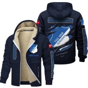 TSG Hoffenheim Dicke Fleecejacke Herren, Fleecemantel mit Allover-Print BDE89070125607 - Marineblau