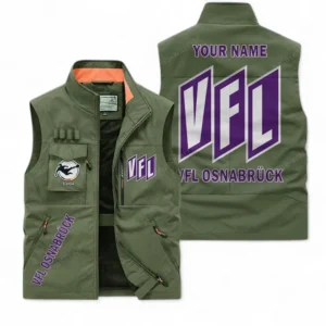VfL Osnabruck Personalisierte Ärmellose Outdoor-Weste mit Logo BDE98070325556 - Olivgrün