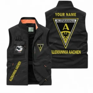 Alemannia Aachen Personalisierte Ärmellose Outdoor-Weste mit Logo BDE98070325557 - Schwarz