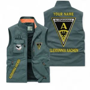 Alemannia Aachen Personalisierte Ärmellose Outdoor-Weste mit Logo BDE98070325557 - Bohnengrün