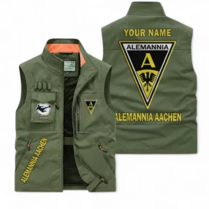 Alemannia Aachen Personalisierte Ärmellose Outdoor-Weste mit Logo BDE98070325557 - Olivgrün