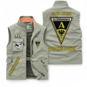 Alemannia Aachen Personalisierte Ärmellose Outdoor-Weste mit Logo BDE98070325557 - Khaki