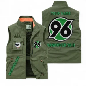 Hannover 96 Personalisierte Ärmellose Outdoor-Weste mit Logo BDE98070325558 - Olivgrün