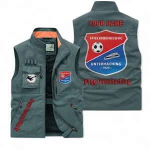 SpVgg Unterhaching Personalisierte Ärmellose Outdoor-Weste mit Logo BDE98070325559 - Bohnengrün