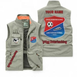 SpVgg Unterhaching Personalisierte Ärmellose Outdoor-Weste mit Logo BDE98070325559 - Khaki