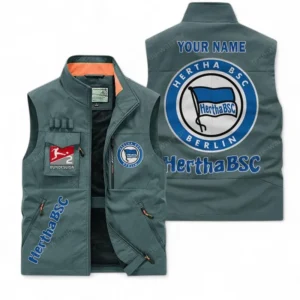 Hertha BSC Personalisierte Ärmellose Outdoor-Weste mit Logo BDE98070325561 - Bohnengrün