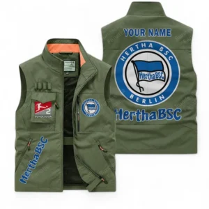 Hertha BSC Personalisierte Ärmellose Outdoor-Weste mit Logo BDE98070325561 - Olivgrün