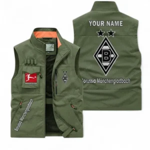 Borussia Monchengladbach Personalisierte Ärmellose Outdoor-Weste mit Logo BDE98070325562 - Olivgrün