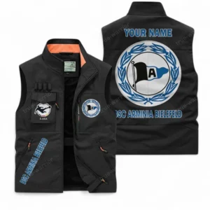 Arminia Bielefeld Personalisierte Ärmellose Outdoor-Weste mit Logo BDE98070325563 - Schwarz