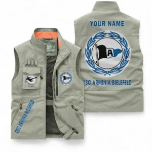 Arminia Bielefeld Personalisierte Ärmellose Outdoor-Weste mit Logo BDE98070325563 - Khaki