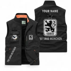 1860 Munich Personalisierte Ärmellose Outdoor-Weste mit Logo BDE98070325565 - Schwarz