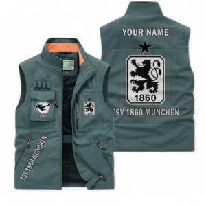 1860 Munich Personalisierte Ärmellose Outdoor-Weste mit Logo BDE98070325565 - Bohnengrün