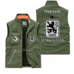 1860 Munich Personalisierte Ärmellose Outdoor-Weste mit Logo BDE98070325565 - Olivgrün