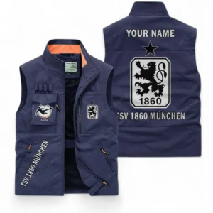 1860 Munich Personalisierte Ärmellose Outdoor-Weste mit Logo BDE98070325565 - Dunkelblau