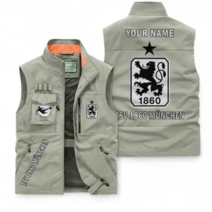 1860 Munich Personalisierte Ärmellose Outdoor-Weste mit Logo BDE98070325565 - Khaki