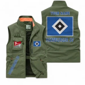Hamburger SV Personalisierte Ärmellose Outdoor-Weste mit Logo BDE98070325567 - Olivgrün