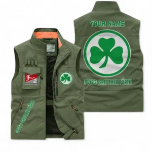 SpVgg Greuther Furth Personalisierte Ärmellose Outdoor-Weste mit Logo BDE98070325571 - Olivgrün