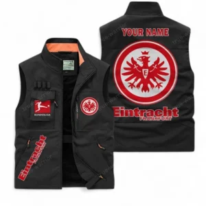 Eintracht Frankfurt Personalisierte Ärmellose Outdoor-Weste mit Logo BDE98070325572 - Schwarz