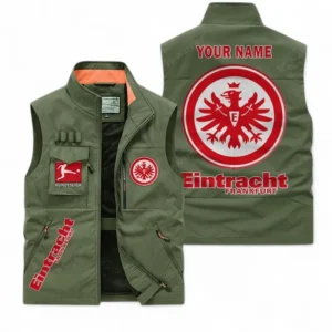 Eintracht Frankfurt Personalisierte Ärmellose Outdoor-Weste mit Logo BDE98070325572 - Olivgrün