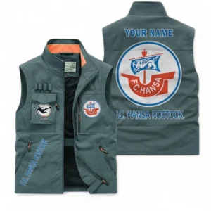 Hansa Rostock Personalisierte Ärmellose Outdoor-Weste mit Logo BDE98070325573 - Bohnengrün