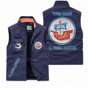 Hansa Rostock Personalisierte Ärmellose Outdoor-Weste mit Logo BDE98070325573 - Dunkelblau