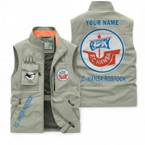Hansa Rostock Personalisierte Ärmellose Outdoor-Weste mit Logo BDE98070325573 - Khaki