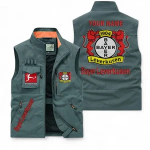 Bayer 04 Leverkusen Personalisierte Ärmellose Outdoor-Weste mit Logo BDE98070325576 - Bohnengrün