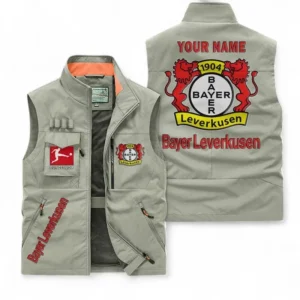 Bayer 04 Leverkusen Personalisierte Ärmellose Outdoor-Weste mit Logo BDE98070325576 - Khaki