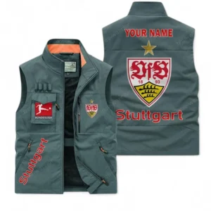 VfB Stuttgart Personalisierte Ärmellose Outdoor-Weste mit Logo BDE98070325578 - Bohnengrün