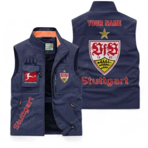 VfB Stuttgart Personalisierte Ärmellose Outdoor-Weste mit Logo BDE98070325578 - Dunkelblau