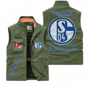 FC Schalke 04 Personalisierte Ärmellose Outdoor-Weste mit Logo BDE98070325580 - Olivgrün