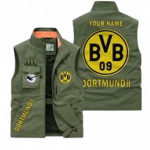 Borussia Dortmund II Personalisierte Ärmellose Outdoor-Weste mit Logo BDE98070325581 - Olivgrün