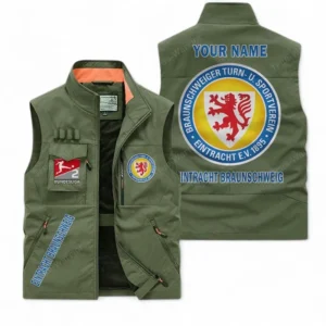 Eintracht Braunschweig Personalisierte Ärmellose Outdoor-Weste mit Logo BDE98070325582 - Olivgrün