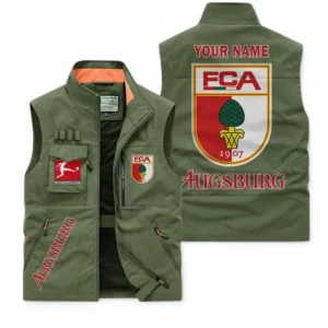FC Augsburg Personalisierte Ärmellose Outdoor-Weste mit Logo BDE98070325583 - Olivgrün