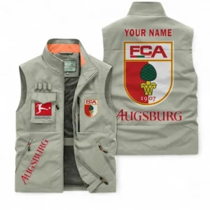 FC Augsburg Personalisierte Ärmellose Outdoor-Weste mit Logo BDE98070325583 - Khaki
