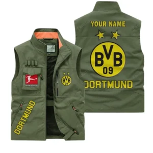 Borussia Dortmund Personalisierte Ärmellose Outdoor-Weste mit Logo BDE98070325586 - Olivgrün