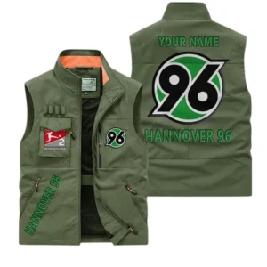 Hannover 96 Personalisierte Ärmellose Outdoor-Weste mit Logo BDE98070325587 - Olivgrün
