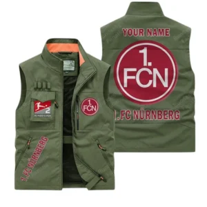FC Nurnberg Personalisierte Ärmellose Outdoor-Weste mit Logo BDE98070325590 - Olivgrün