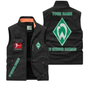 SV Werder Bremen Personalisierte Ärmellose Outdoor-Weste mit Logo BDE98070325591 - Schwarz
