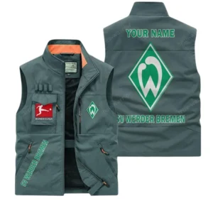 SV Werder Bremen Personalisierte Ärmellose Outdoor-Weste mit Logo BDE98070325591 - Bohnengrün
