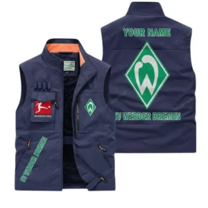SV Werder Bremen Personalisierte Ärmellose Outdoor-Weste mit Logo BDE98070325591 - Dunkelblau