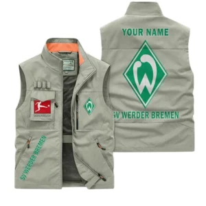 SV Werder Bremen Personalisierte Ärmellose Outdoor-Weste mit Logo BDE98070325591 - Khaki