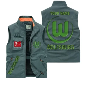 VfL Wolfsburg Personalisierte Ärmellose Outdoor-Weste mit Logo BDE98070325592 - Bohnengrün