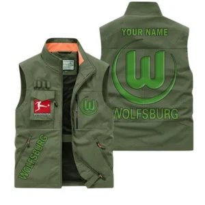 VfL Wolfsburg Personalisierte Ärmellose Outdoor-Weste mit Logo BDE98070325592 - Olivgrün