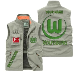 VfL Wolfsburg Personalisierte Ärmellose Outdoor-Weste mit Logo BDE98070325592 - Khaki