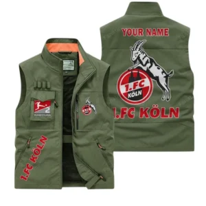 FC Koln Personalisierte Ärmellose Outdoor-Weste mit Logo BDE98070325593 - Olivgrün