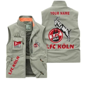 FC Koln Personalisierte Ärmellose Outdoor-Weste mit Logo BDE98070325593 - Khaki