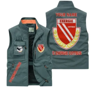 FC Energie Cottbus Personalisierte Ärmellose Outdoor-Weste mit Logo BDE98070325595 - Bohnengrün