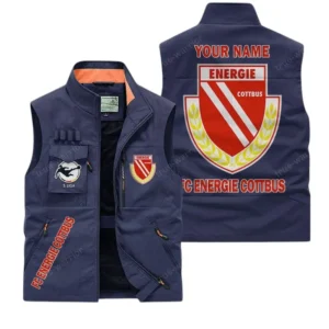 FC Energie Cottbus Personalisierte Ärmellose Outdoor-Weste mit Logo BDE98070325595 - Dunkelblau